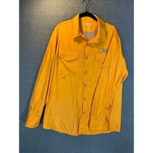 Field & Stream Mens Shirt Vented Fishing Camp Casual Hiking Orange Large